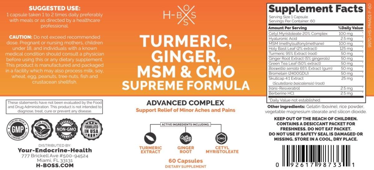 TURMERIC, GINGER, MSM & CMO SUPREME - BossWe